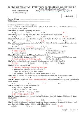 Đề thi thử THPT Quốc gia môn Hóa học năm 2017 - Mã đề thi 01